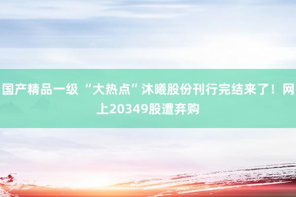 国产精品一级 “大热点”沐曦股份刊行完结来了！网上20349股遭弃购